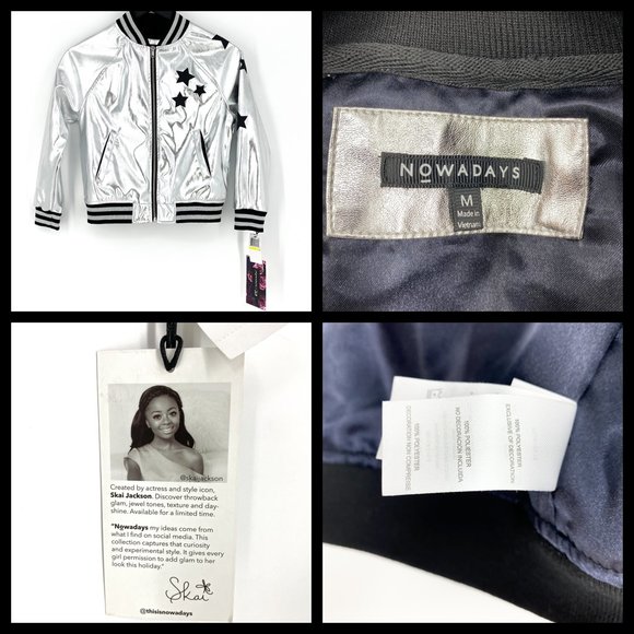 NOWADAYS x SKAI JACKSON Silver Bomber Jacket NWT - Picture 15 of 16